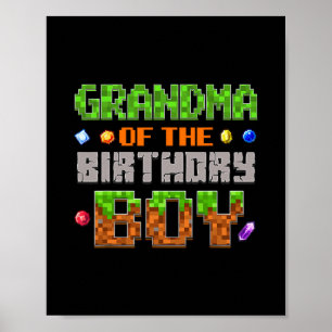 Poster Avó Do Menino Do Aniversário Festa Vídeo Gamer Pix