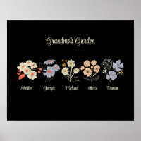 Avó Jardim das Flores Personalizado 5 Nomes Floral