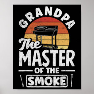 Poster Avô, Mestre Do Churrasco De Dia de os pais Fumado