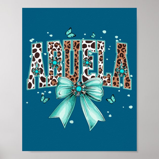 Poster Avó ocidental arco vaca azul turquesa penas (Frente)