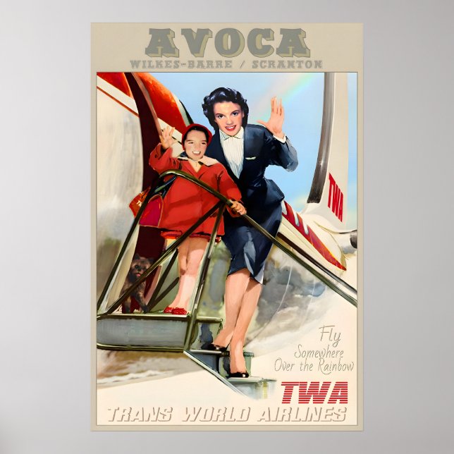 Poster Avoca Scranton Wilkes-Barre TWA Trans World (Frente)