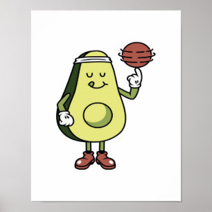 Poster Avocado Tocando Bola - Engraçada Dotação do Pão do