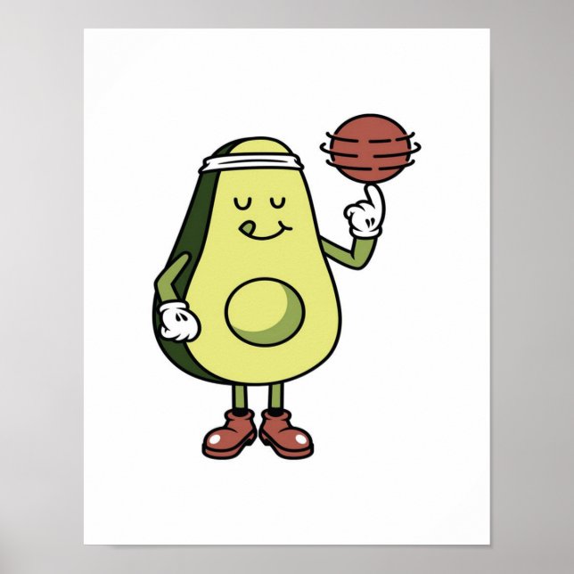 Poster Avocado Tocando Bola - Engraçada Dotação do Pão do (Frente)