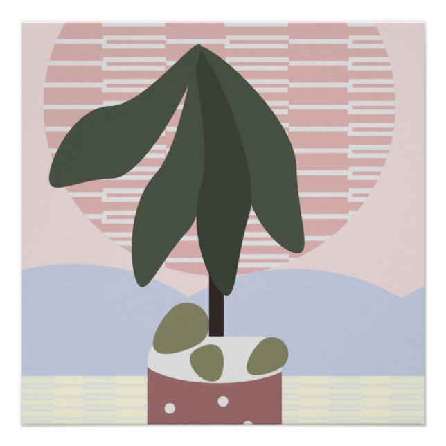 Póster Avocado Tree Blush Geométrico Silenciado   (Frente)