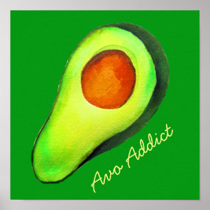 Poster Avocado viciado em arte verde