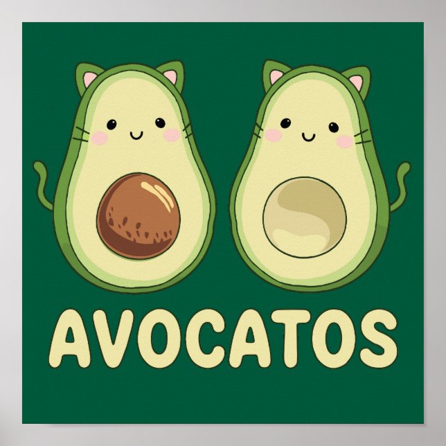 Poster Avocatos Kawaii Cat & Avocado (Frente)