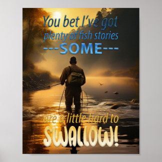 Poster Awesome Fish Stories Fishing In A Mountain Stream