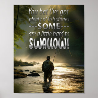 Poster Awesome Fish Stories Fishing In A Mountain Stream