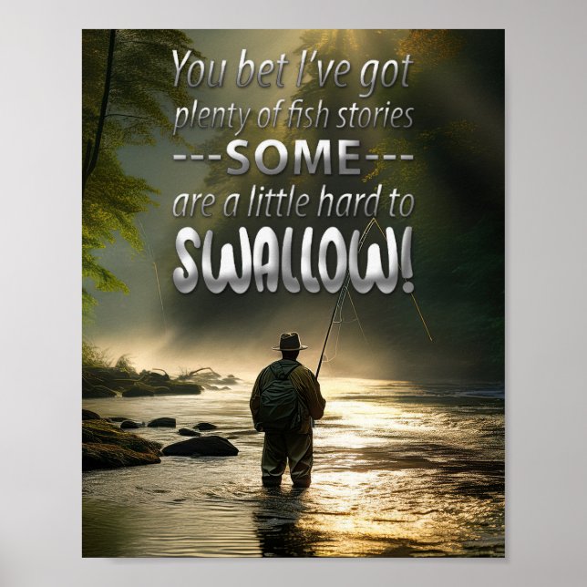 Poster Awesome Fish Stories Fishing In A Mountain Stream (Frente)