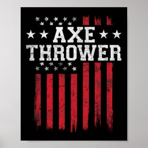 Poster Ax Thrower Proud American Flag Usa Patririo