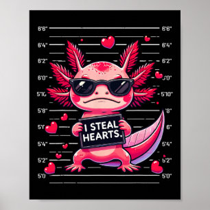 Poster Axolote Fofo Roubo Corações Foto Divertida Valenti