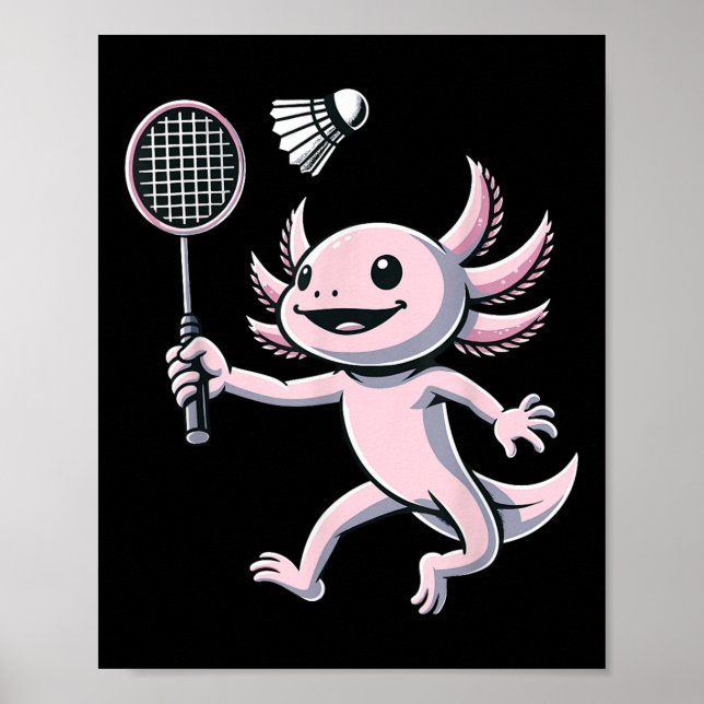 Poster Axolote Jogador de Badminton Esporte de Peteca  (Frente)