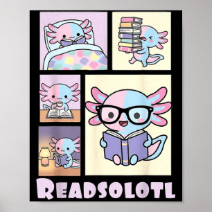 Poster Axolote kawaii axolote amante de livros divertido 