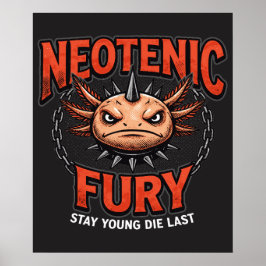 Poster Axolote Vintage Neotenia Fúria Metálica Paródia do