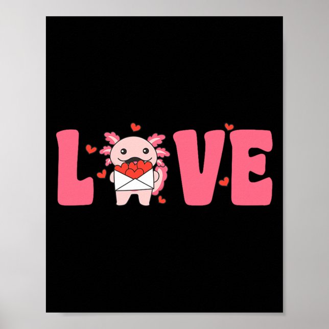 Poster Axolotl Animals With Hearts Love Premium Tri-blend (Frente)