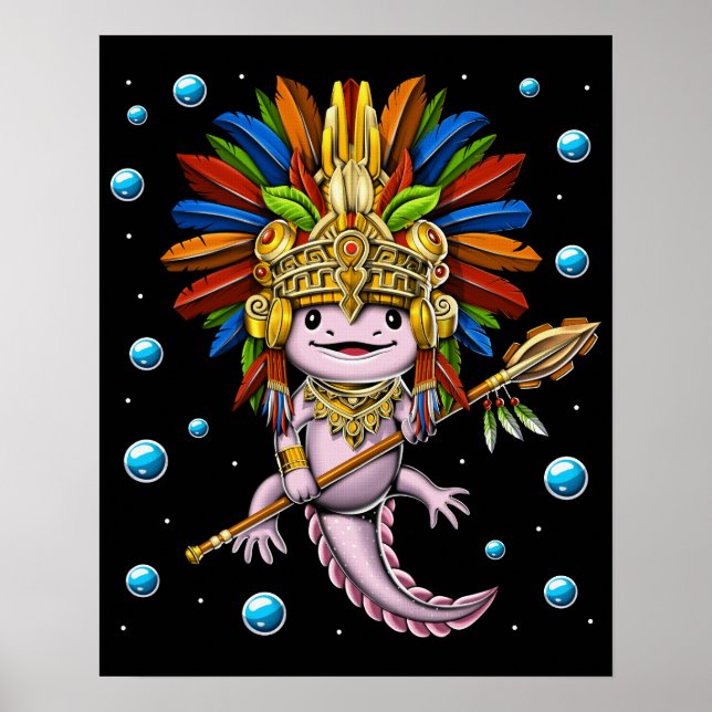 Poster Axolotl Aztec Warrior (Frente)