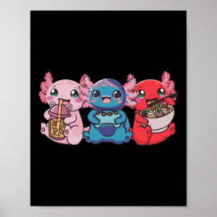Poster Axolotl Bo Chá Chá de Bolha Jogos Gamer Ramen Axol