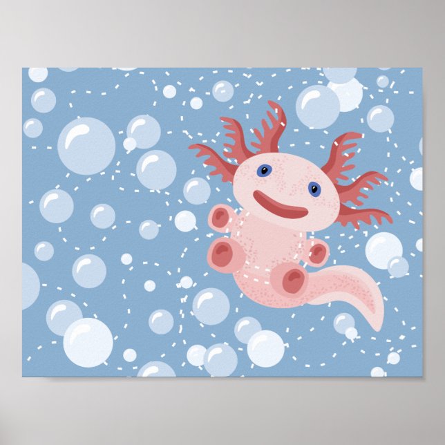 Póster Axolotl e o Design de vetor de bolhas (Frente)