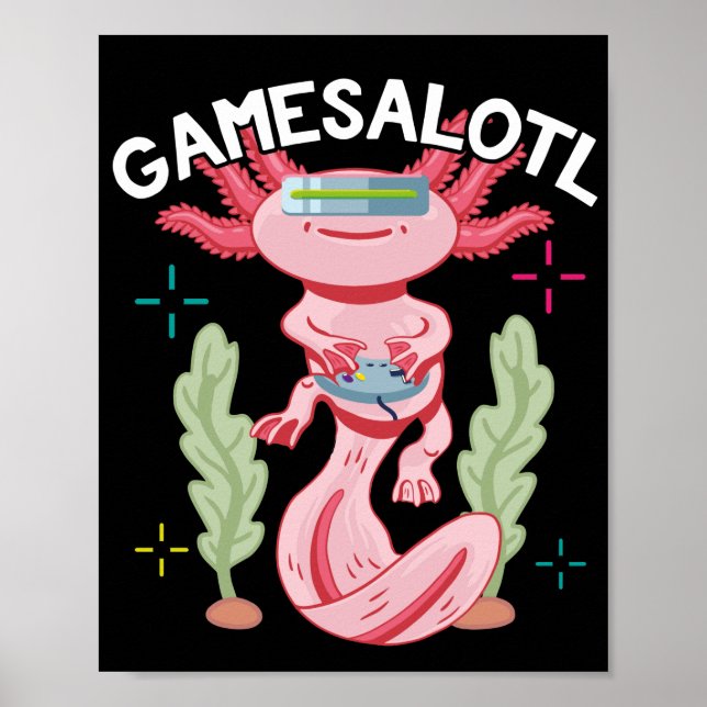 Poster Axolotl Gamesalotl Kawaii (Frente)