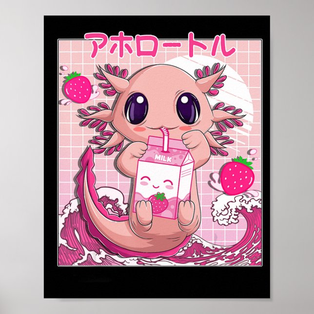 Poster Axolotl Pastel Gótico Morango Agita Anime Ae (Frente)