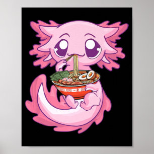 Poster Axolotl Ramen Kawaii Japonês Anime Noodle Gift Gi