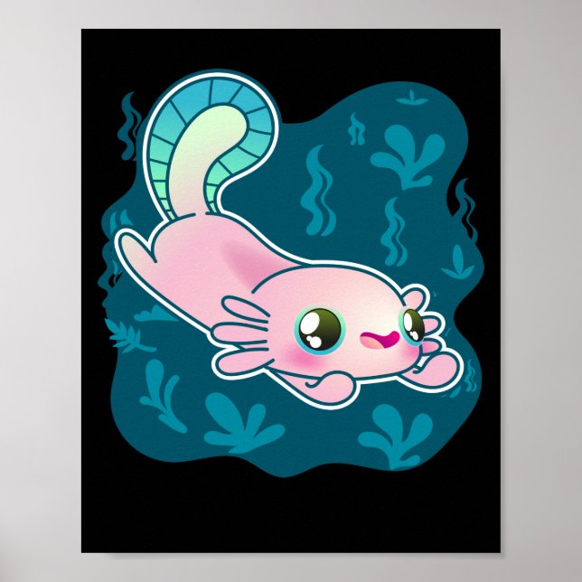 Poster Axolotl Relaxolotl Kawaii (Frente)