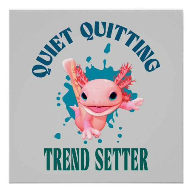 Póster Axolotl Rosa Engraçado Definidor de Tendência de S (Frente)