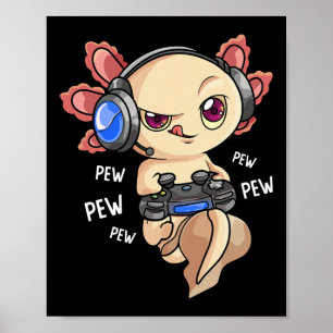 Poster Axolotl Shirt Kids Boys Gamers - Jogo Kawaii