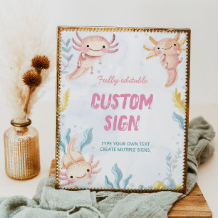 Poster Axolotl - Sinal de Mesa da Festa de aniversário da