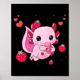 Poster Axolotl Strawberry milk Shake Kawaii Anim Japonês