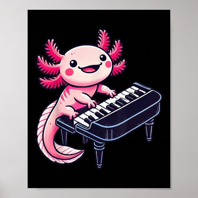 Poster Axolotl Tocando Piano Axolotls Musical (Frente)