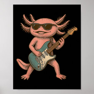 Poster Axolotl Tocando Violão Rock E Roll Gift Homens