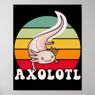 Poster Axolotls Retro Sunset Axolotl Kawaii