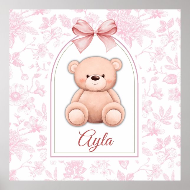 Poster Ayla | Design de Enfermeiro de Urso Rosa Personali (Frente)