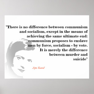 Poster Ayn Rand Cita O Socialismo E O Comunismo 