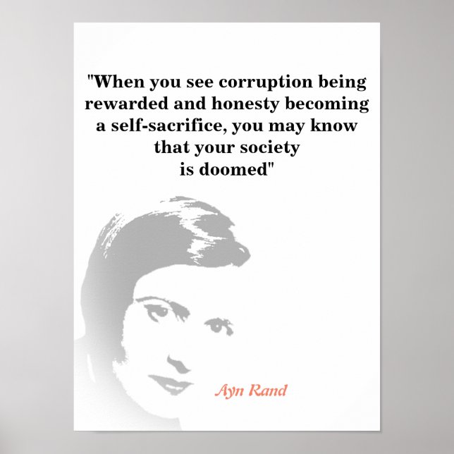 Poster Ayn Rand Cote Sobre A Sua Sociedade Doomitada (Frente)