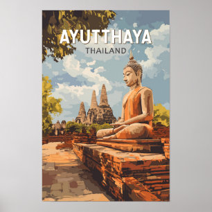 Poster Ayutthaya Thailand Viagem Art Vintage