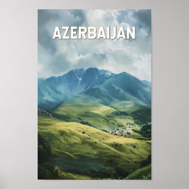 Poster Azerbaijão Illustração Viagem Art Vintage