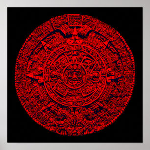 Póster Aztec Calendar (in red)