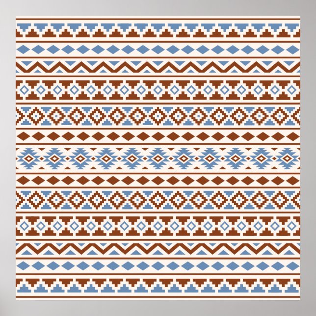 Póster Aztec Essência Padrão II Rust Blue Cream (Frente)