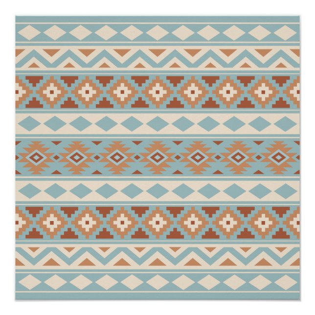 Póster Aztec Essência Ptn IIIb Blue Cream Terracottas (Frente)