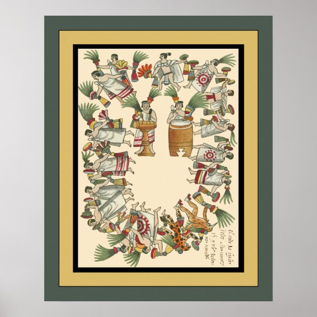 Poster Aztec Nobre Dancers ~ Arqueologia ~Tovar Codex ~ * (Frente)