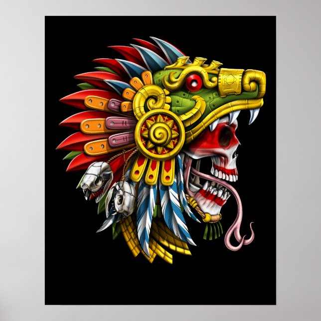 Poster Aztec Serpent Skull Warrior (Frente)