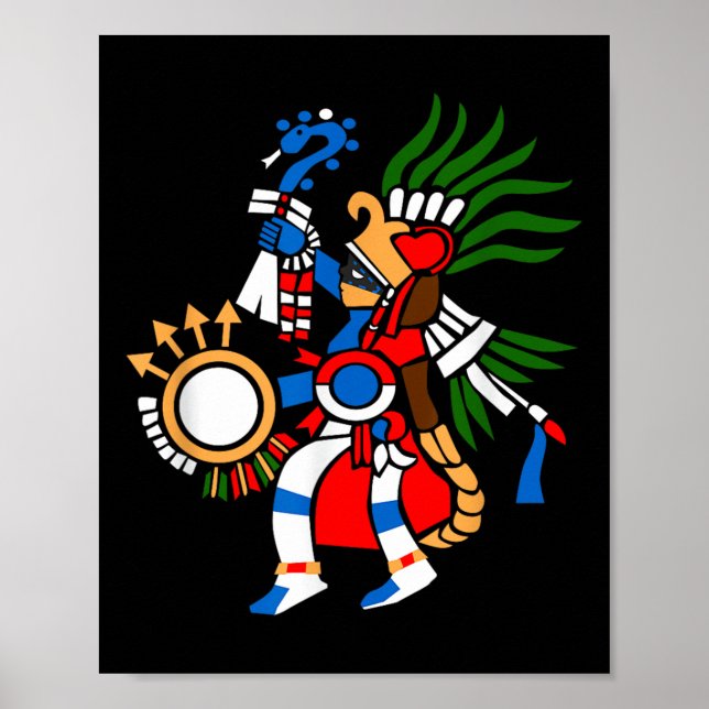 Poster Aztec Símbolo Deus Da Guerra E Sun Huitzilopochtli (Frente)
