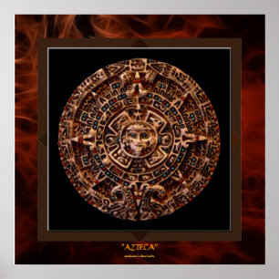 Póster AZTECA ~ Maias - Calendário Solar Asteca Estampa A