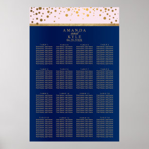 Poster Azuis marinhos, rosa e ouro - carta 16 de