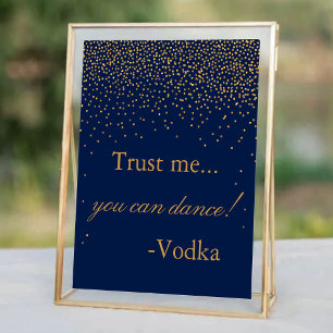 Poster Azuis marinhos & sinal Dourado Glam da festa de