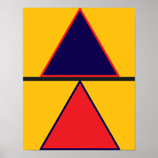Poster Azul Amarelo Vermelho Abstrato Contemporâneo