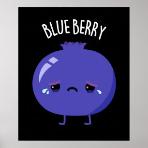 Poster Azul Berry Funny Blueberry Pun Dark BG