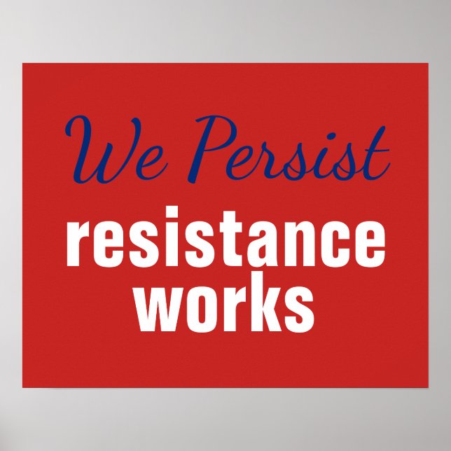 Poster Azul Branco Vermelho: Continuamos Resistência Trab (Frente)